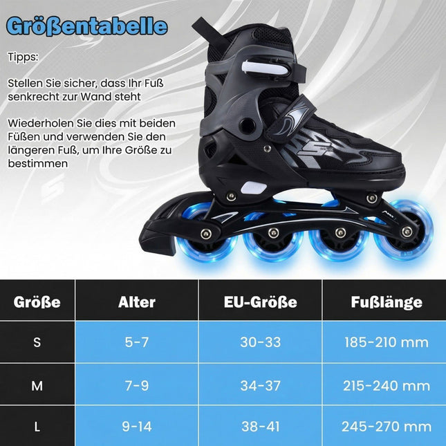 Role reglabile pentru copii cu roți luminoase, mărimea 38-41