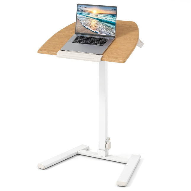 Birou reglabil pentru laptop cu blat înclinabil și roți