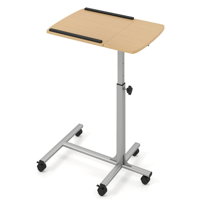 Birou pentru laptop reglabil cu roți, înclinabil, 60×40×71-91cm