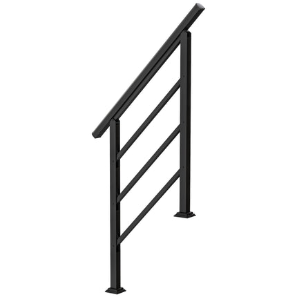 Balustradă metalică reglabilă pentru scări, neagră, unghi 0-45°, 1-3 trepte