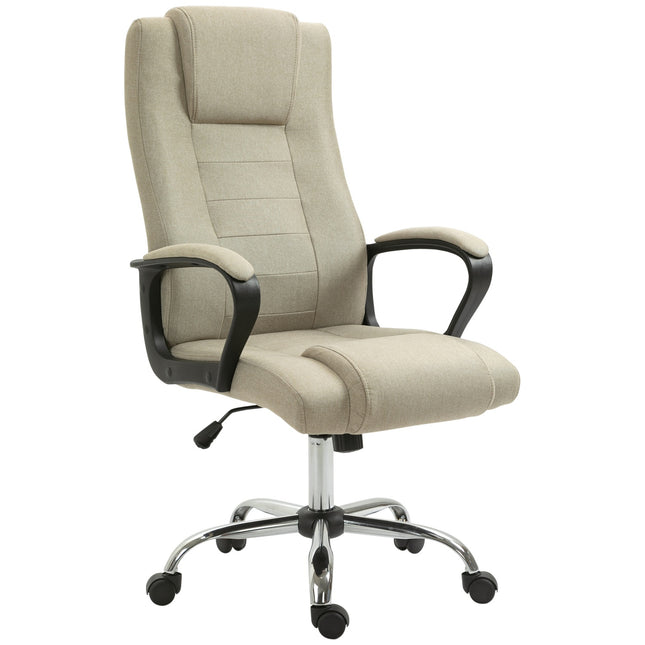Scaun de birou reglabil, aspect lenjerie, bej, pivotant, 5 roti