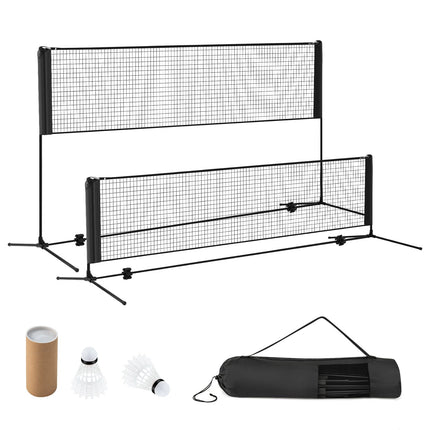 Plasă de badminton reglabilă pentru exterior cu suport, neagră