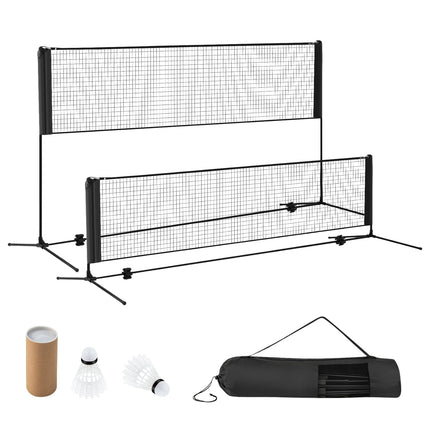 Plasă de badminton reglabilă pentru exterior cu suport, neagră