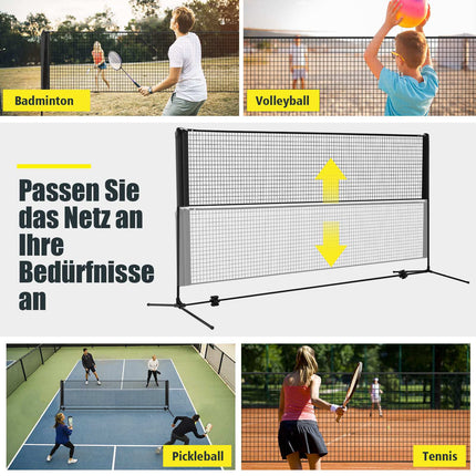 Plasă de badminton reglabilă pentru exterior cu suport, neagră