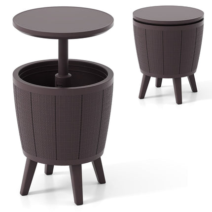Masă de cocktail reglabilă pentru exterior cu ladă frigorifică de 38 l, maro