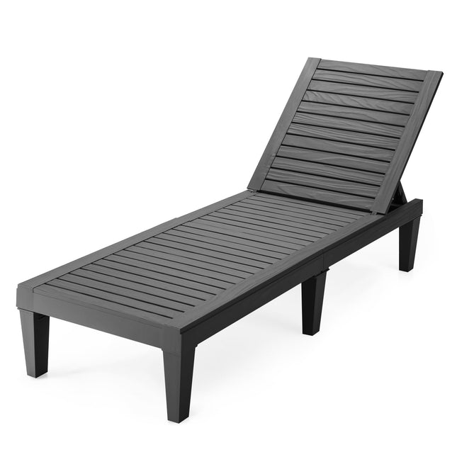 Șezlong reglabil pentru exterior, negru, 190x57,5x29 cm