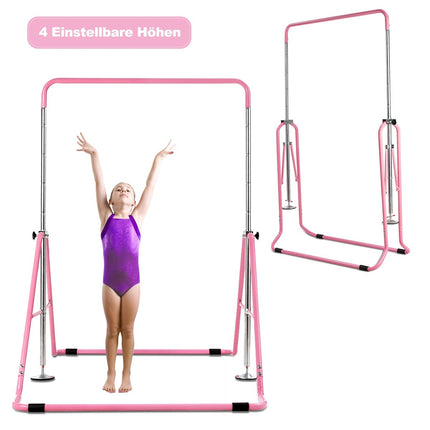 Bară de gimnastică roz reglabilă pentru copii, 90-130 cm