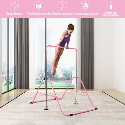 Bară de gimnastică roz reglabilă pentru copii, 90-130 cm