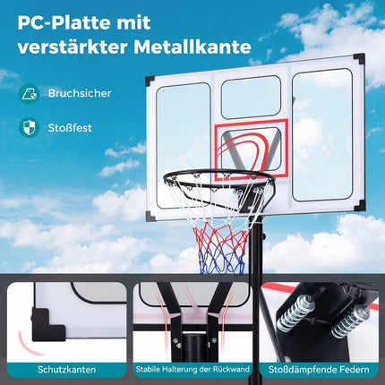 Coș de baschet portabil reglabil cu bază umplubilă