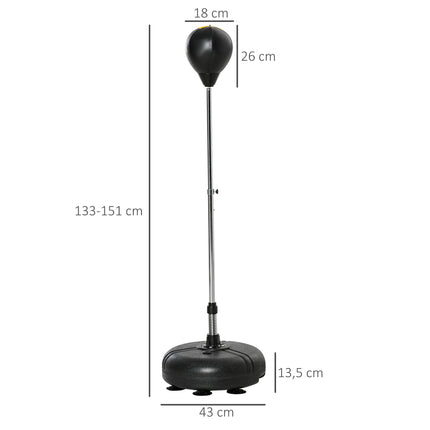 Set mingi de box reglabile cu mănuși – Negre, 133-151 cm