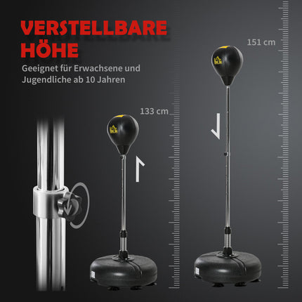 Set mingi de box reglabile cu mănuși – Negre, 133-151 cm