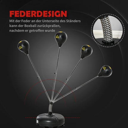 Set mingi de box reglabile cu mănuși – Negre, 133-151 cm