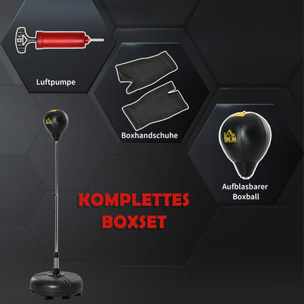 Set mingi de box reglabile cu mănuși – Negre, 133-151 cm