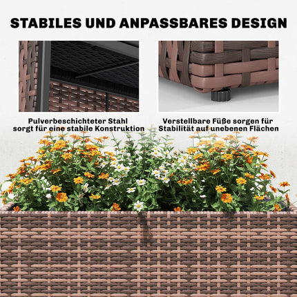 Jardinieră reglabilă din ratan cu căptușeală detașabilă, maro