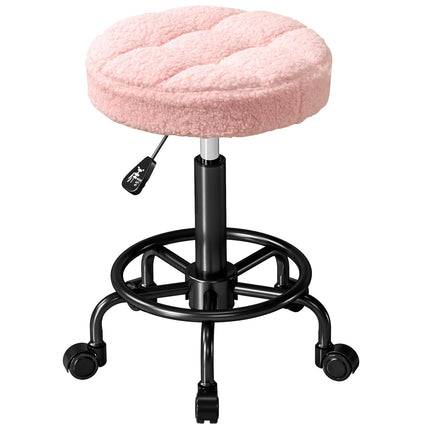 Scaun rulant reglabil, roz, pivotant 360°, înălțime 50-66 cm