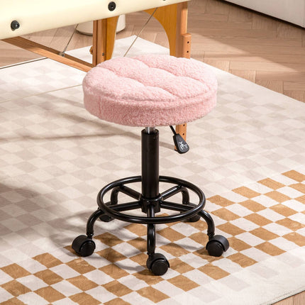 Scaun rulant reglabil, roz, pivotant 360°, înălțime 50-66 cm