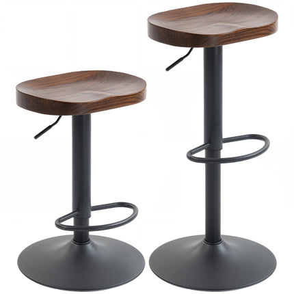 Scaune de bar reglabile, lemn de ulm, set de 2