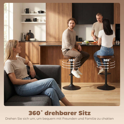 Scaune de bar reglabile, lemn de ulm, set de 2