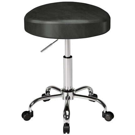 Scaun de salon reglabil cu piele PU neagră, pivotant la 360 de grade