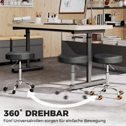 Scaun de salon reglabil cu piele PU neagră, pivotant la 360 de grade