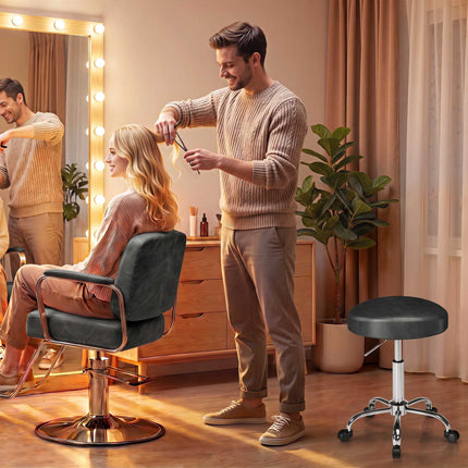 Scaun de salon reglabil cu piele PU neagră, pivotant la 360 de grade