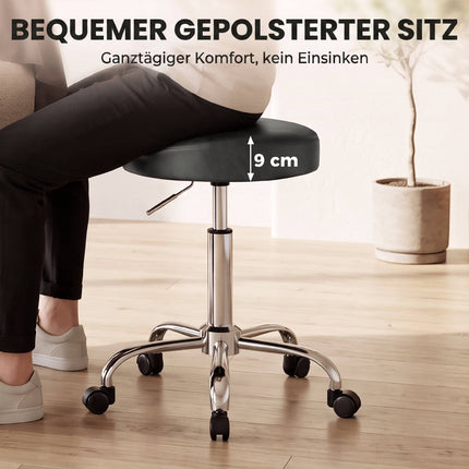 Scaun de salon reglabil cu piele PU neagră, pivotant la 360 de grade