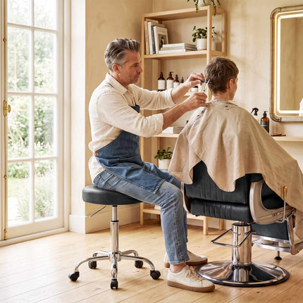 Scaun de salon reglabil cu piele PU neagră, pivotant la 360 de grade