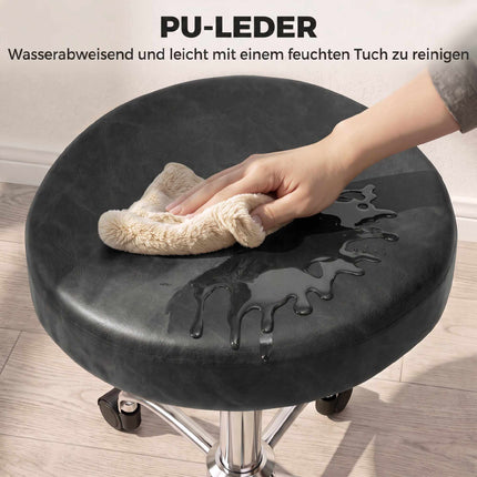Scaun de salon reglabil cu piele PU neagră, pivotant la 360 de grade