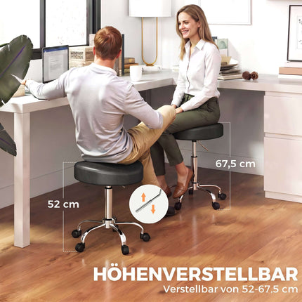 Scaun de salon reglabil cu piele PU neagră, pivotant la 360 de grade
