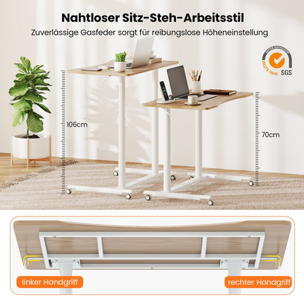 Birou reglabil, tip sit-stand, în formă de C, 70-106 cm, mobil
