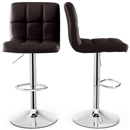 Set de 2 scaune de bar pivotante reglabile, piele ecologică, maro