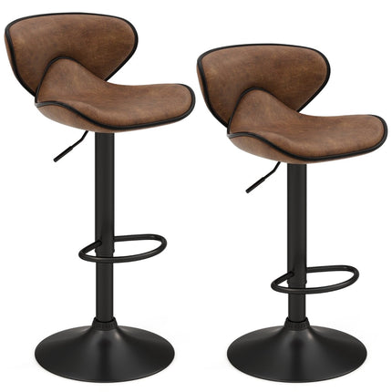 Scaune de bar pivotante reglabile cu spătar, set de 2
