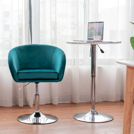 Scaun de bar pivotant reglabil din catifea cu spătar rotund, verde