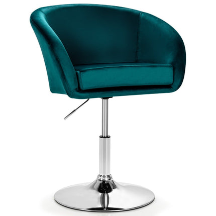 Scaun de bar pivotant reglabil din catifea cu spătar rotund, verde