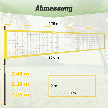 Set fileu de volei reglabil cu suport, 9,75 m x 90 cm