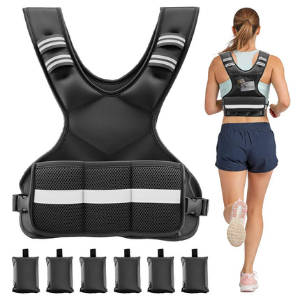 Adjustable Weighted Vest 4.7 kg, 6 Weights, Reflective