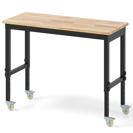 Banc de lucru reglabil cu roți, capacitate 1100 kg, 2 plăci perforate