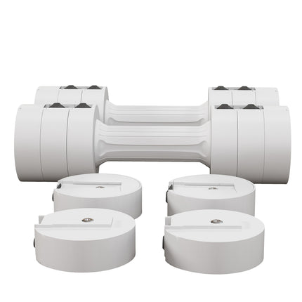 2 x gantere de 2,5 kg, gantere cu greutate reglabilă, 1,1/1,8/2,5 kg per ganteră, carcasă din plastic pentru podea, pentru femei și bărbați, alb