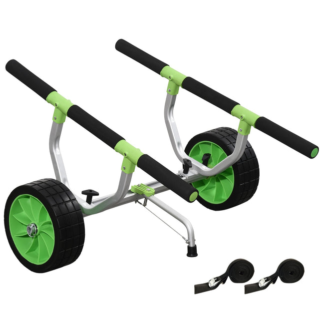 Cărucior pentru caiac Cărucior pentru canoe Cărucior reglabil pentru barcă Cărucior pentru surf Remorcă pentru barcă cu cureaua de tensionare, cărucior de transport pentru canoe, verde + negru