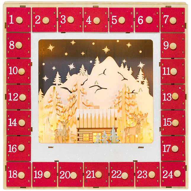 Christmas advent calendar with LED lights, 24 DIY compartments