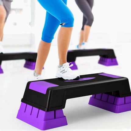 Platformă aerobică cu trepte, înălțime reglabilă pe 3 niveluri, violet