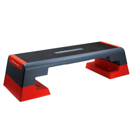 Platformă Aerobic Step, Înălțime reglabilă, Negru/Roșu