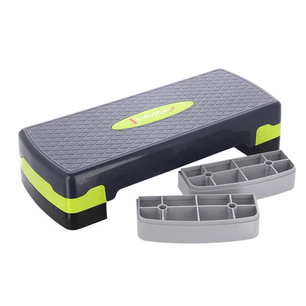 Platformă de trepte aerobică, verde/gri, înălțime reglabilă