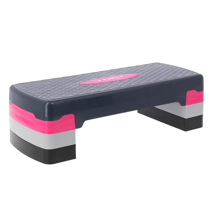 Platformă de trepte aerobică, roz/gri, înălțime reglabilă