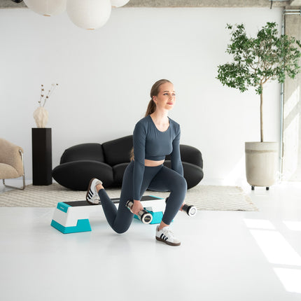 Platformă Aerobic Step, Alb/Mentă, Înălțime reglabilă