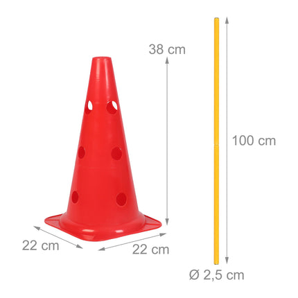 Set de garduri de agilitate cu 12 conuri și 6 bețe reglabile
