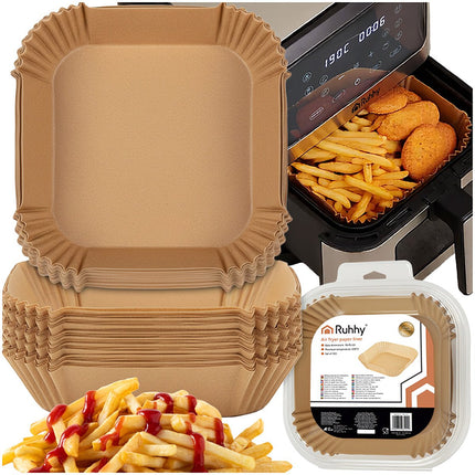 Inserții de hârtie pentru friteuza cu aer, 100 buc., 16x16 cm, acoperite cu silicon