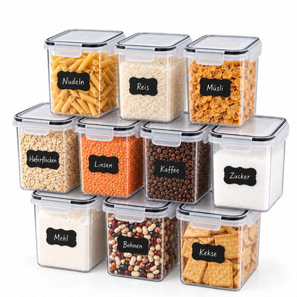 Airtight Food Storage Container Set with Click-Lock Lids, 10 Pieces, Mid-Height