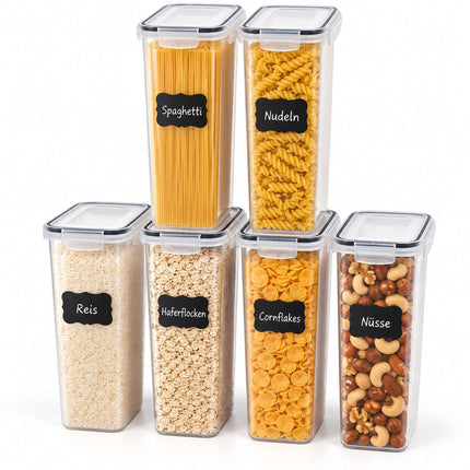 Airtight Food Storage Container Set with Click-Lock Lids, 6 Pieces, Extra Tall