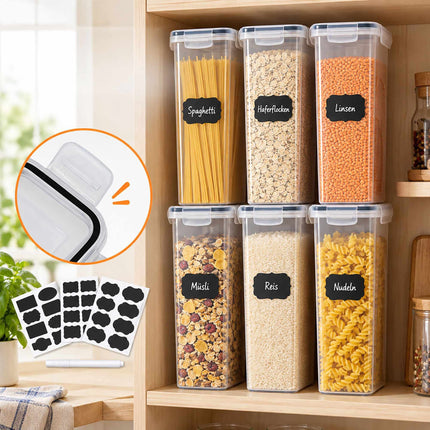 Airtight Food Storage Container Set with Click-Lock Lids, 6 Pieces, Extra Tall